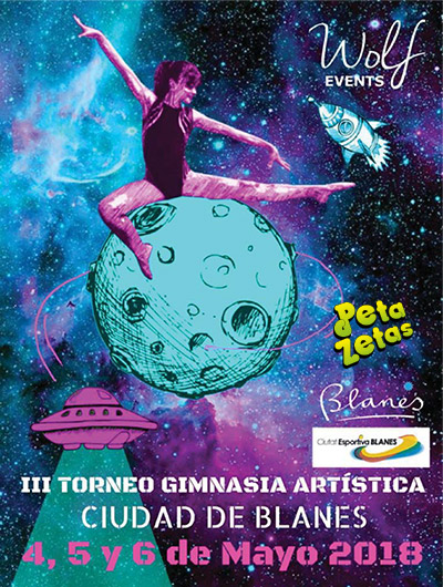 Cartel del Trofeo de Gimnasia artística Blanes patrocinado por Peta Zetas